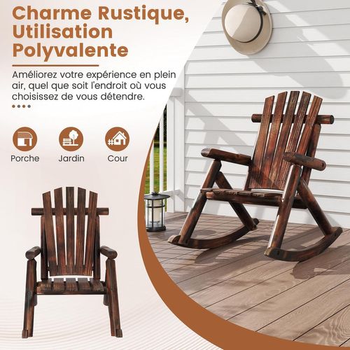 Fauteuil à Bascule Exterieur, Dossier Et Assise à Lattes, Fauteuil Adirondack, 91 X 69 X 97 Cm