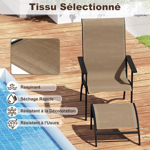 Ensemble De Meubles De Patio 5 Pièces,2 Chaises Adirondack 2 Ottomans Et Table D'appoint