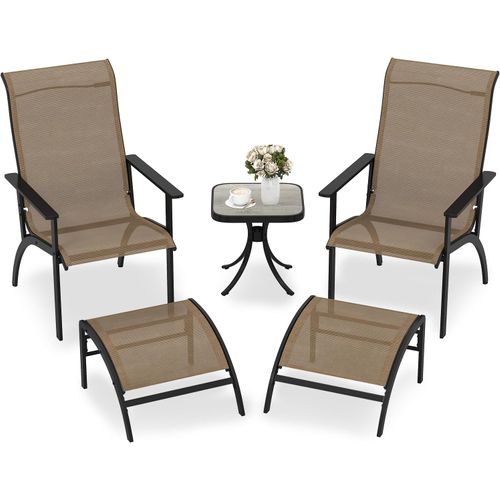 Ensemble De Meubles De Patio 5 Pièces,2 Chaises Adirondack 2 Ottomans Et Table D'appoint