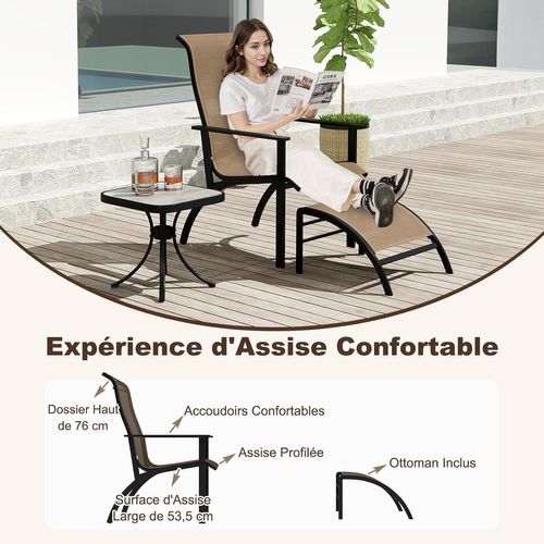 Ensemble De Meubles De Patio 5 Pièces,2 Chaises Adirondack 2 Ottomans Et Table D'appoint