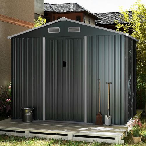 Abri De Jardin Métal 7,9 M³ Avec Portes Coulissantes, Rampe, 235 X 171 X 196 Cm