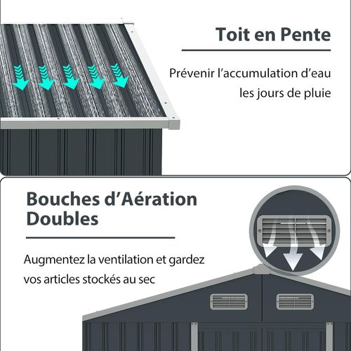 Abri De Jardin Métal 7,9 M³ Avec Portes Coulissantes, Rampe, 235 X 171 X 196 Cm