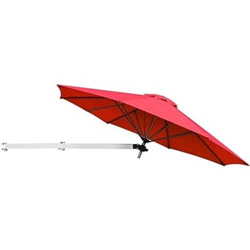 Parasol Mural En Aluminium Ø 250 Cm, Parasol En Porte-à-faux Avec Mât Réglable (rouge)