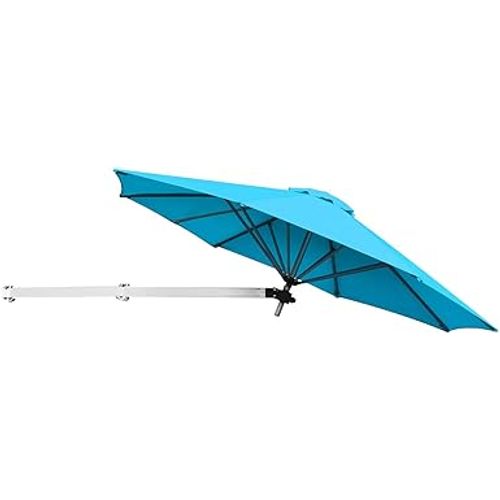 Parasol Mural En Aluminium Ø 250 Cm, Parasol En Porte-à-faux De Balcon Avec Mât Réglable (blue)