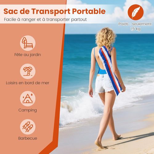 Parasol De Plage Ø200 Cm, 30° Inclinaison, Panneau Solaire Upf 50+ (multicolore)