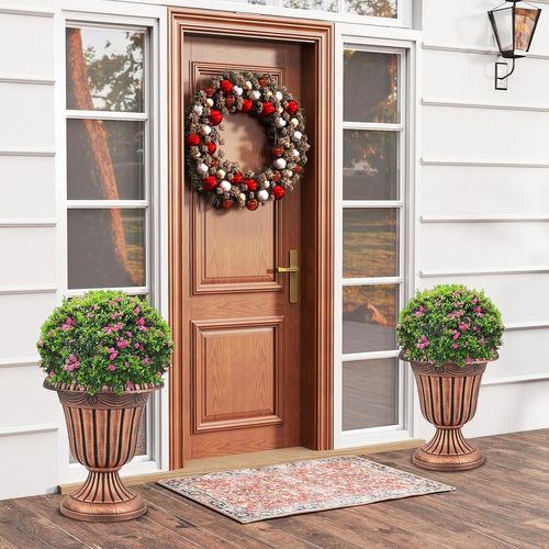 Lot De 2 Pots à Plantes Vintage En Plastique, Jardinières Avec Base De Piédestal Trou (bronze)