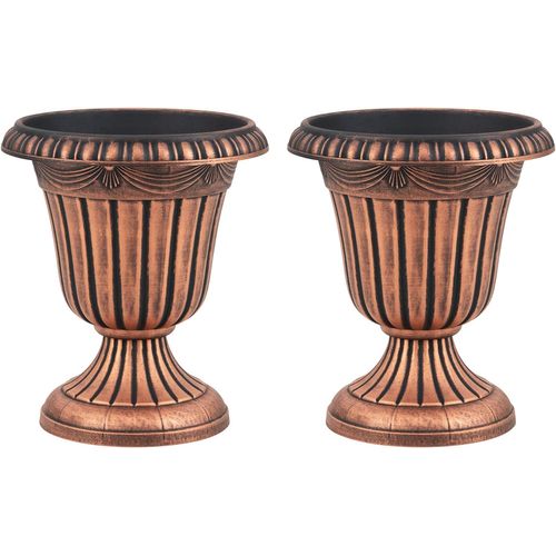 Lot De 2 Pots à Plantes Vintage En Plastique, Jardinières Avec Base De Piédestal Trou (bronze)