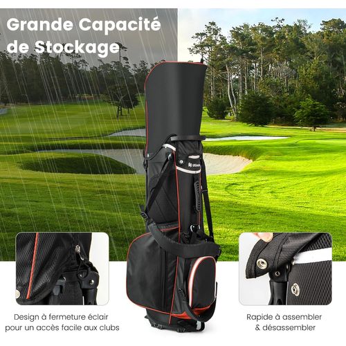 Sac De Golf Avec 14 Compartiments Séparés, 6 Poches Zippées Comprenant Sac Anti-pluie (rouge)