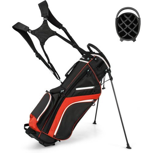 Sac De Golf Avec 14 Compartiments Séparés, 6 Poches Zippées Comprenant Sac Anti-pluie (rouge)