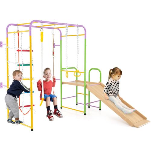 8 En 1 Aire De Jeux D’escalade Avec Toboggan et Balançoire Réglable, Charge 100kg Pour 3 Ans+, Grand