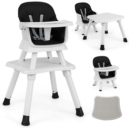 6 En 1 Chaise Haute Bébé Evolutive Avec Plateau Amovible, Chaise D'alimentation,charge 25kg (noir)