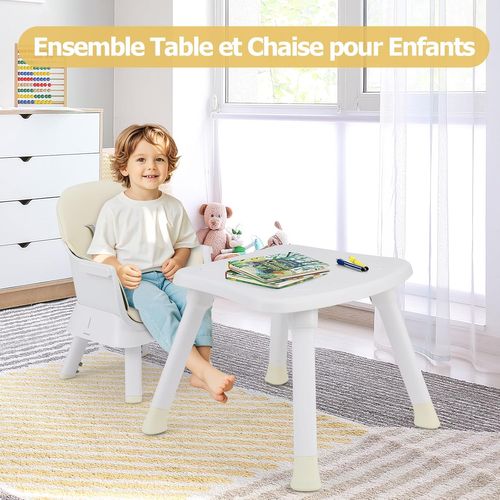 6 En 1 Chaise Haute Bébé Evolutive Avec Plateau Amovible, Chaise D'alimentation,charge 25kg(beige)