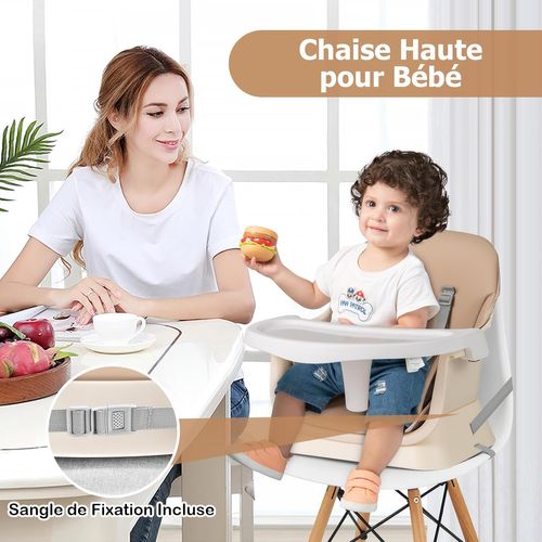 6 En 1 Chaise Haute Bébé Evolutive Avec Plateau Amovible, Chaise D'alimentation,charge 25kg(café)