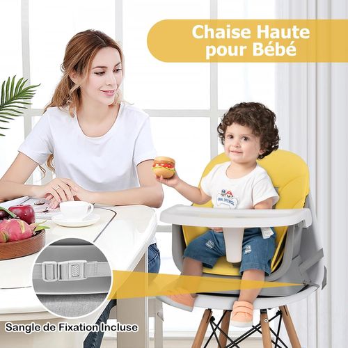 6 En 1 Chaise Haute Bébé Evolutive Avec Plateau Amovible, Chaise D'alimentation,charge 25kg(jaune)