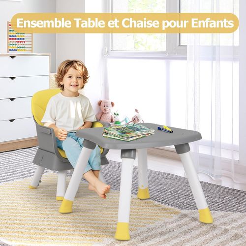 6 En 1 Chaise Haute Bébé Evolutive Avec Plateau Amovible, Chaise D'alimentation,charge 25kg(jaune)
