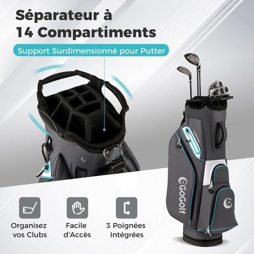 Sac De Golf Avec 14 Compartiments Sur Le Dessus, Sac De Rangement Portable Pour Club De Golf
