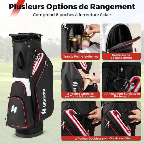 Sac De Golf Avec 14 Compartiments Sur Le Dessus, Sac De Rangement Portable Pour Club De Golf