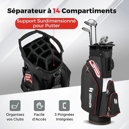 Sac De Golf Avec 14 Compartiments Sur Le Dessus, Sac De Rangement Portable Pour Club De Golf