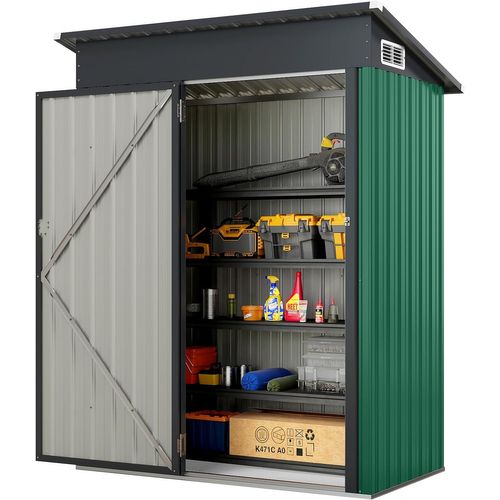 Abri De Jardin Métal Galvanisé 1,5 ㎡,cabane Jardin Exterieur 2,5 M³,porte Avec Loquet,vert