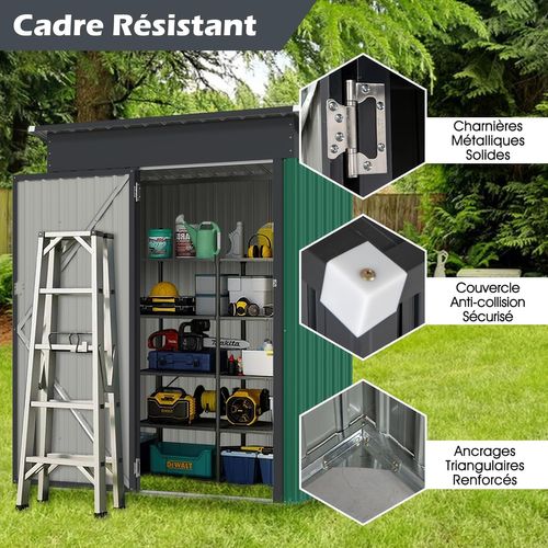 Abri De Jardin Métal Galvanisé 1,5 ㎡,cabane Jardin Exterieur 2,5 M³,porte Avec Loquet,vert