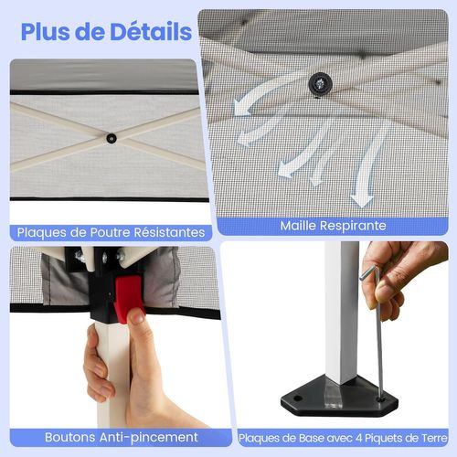 Tonnelle De Jardin 182 X 182 Cm Avec Panneau Latéral, Tente Réception Pliant Avec Pieds(noir)