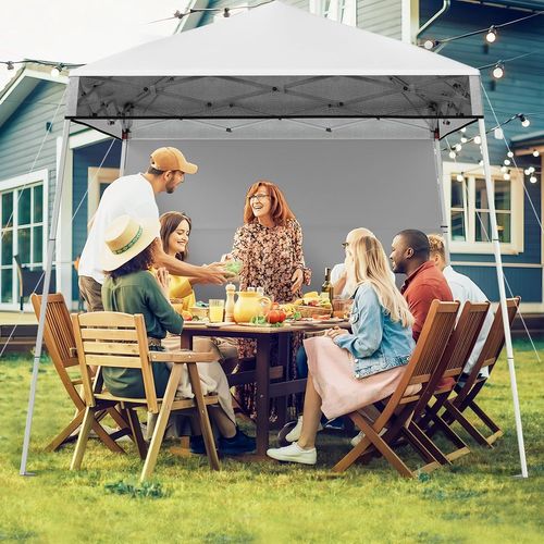 Tonnelle De Jardin 182 X 182 Cm Avec Panneau Latéral, Tente Réception Pliant Avec Pieds (blanc)