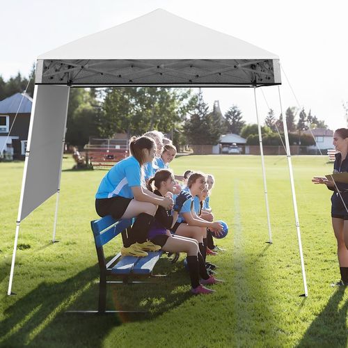 Tonnelle De Jardin 182 X 182 Cm Avec Panneau Latéral, Tente Réception Pliant Avec Pieds (blanc)