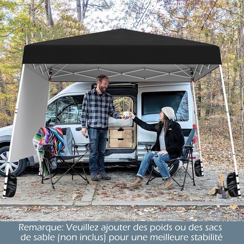 Tonnelle De Jardin 3 X 3 M Avec Panneau Latéral, Tente Réception Pliant Avec Sac à Dos (noir)