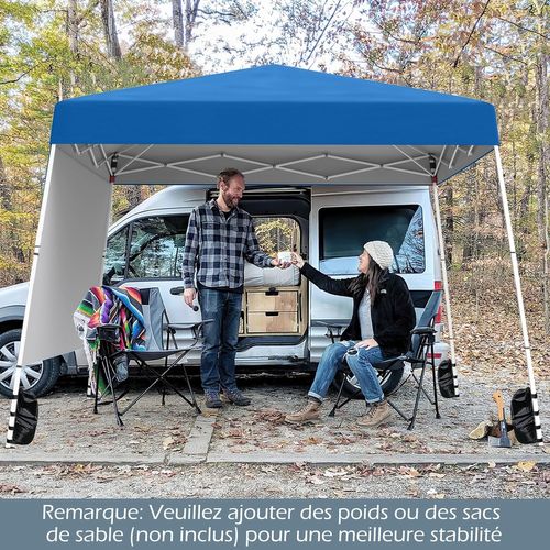 Tonnelle De Jardin 3 X 3 M Avec Panneau Latéral, Tente Réception Pliant Avec Sac à Dos (bleu)