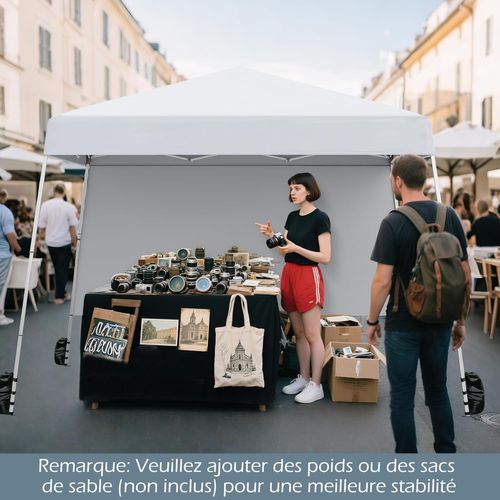 Tonnelle De Jardin 3 X 3 M Avec Panneau Latéral, Tente Réception Pliant Avec Sac à Dos (blanc)