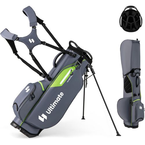 Sac De Golf Léger Avec Compartiments Supérieurs Et Poches Zippées, Bandoulière Réglable (gris)