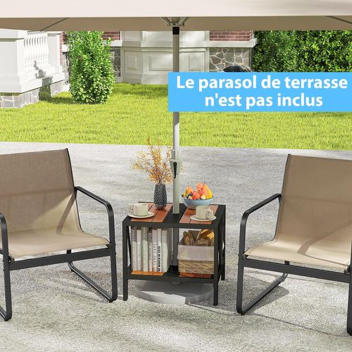 Pied De Parasol Table Base 2 En 1, Table D'appoint Exterieur Avec Trou 4 Cm (52 X 46 X 45 Cm)