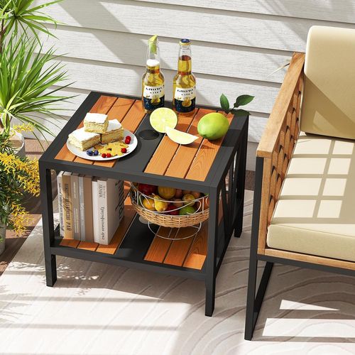 Pied De Parasol Table Base 2 En 1, Table D'appoint Exterieur Avec Trou 4 Cm (52 X 46 X 45 Cm)
