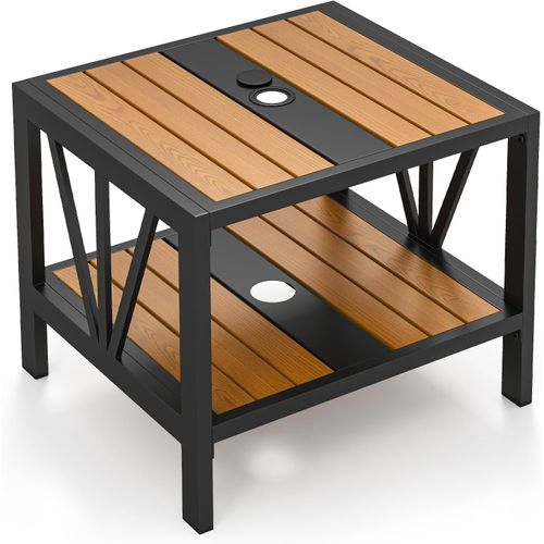 Pied De Parasol Table Base 2 En 1, Table D'appoint Exterieur Avec Trou 4 Cm (52 X 46 X 45 Cm)