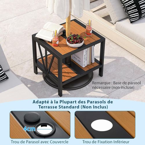 Pied De Parasol Table Base 2 En 1, Table D'appoint Exterieur Avec Trou 4 Cm (52 X 46 X 45 Cm)