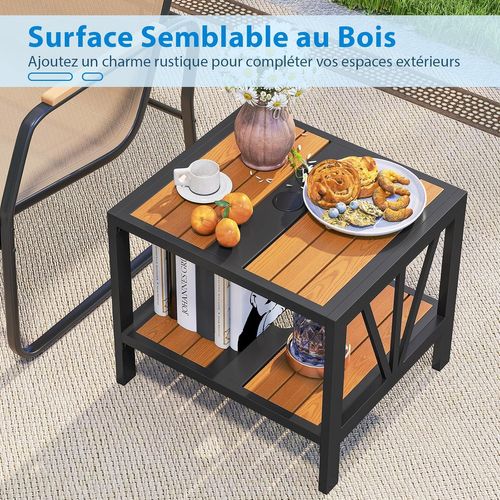 Pied De Parasol Table Base 2 En 1, Table D'appoint Exterieur Avec Trou 4 Cm (52 X 46 X 45 Cm)