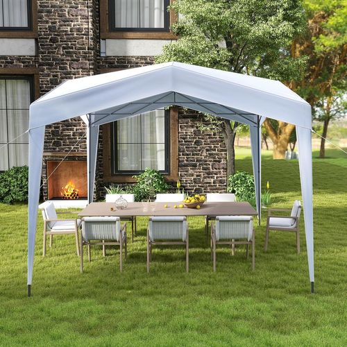 Tonnelle De Jardin Pop-up 302 X 302 Cm, Tente Réception Avec Sac à Roulettes Portable (blanc)