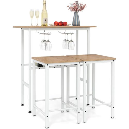 Table De Cuisine 2 Personnes, 2 Porte-bouteilles, Porte-verres, Repose-pieds Réglable