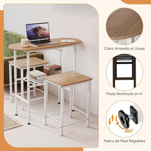 Table De Cuisine 2 Personnes, 2 Porte-bouteilles, Porte-verres, Repose-pieds Réglable