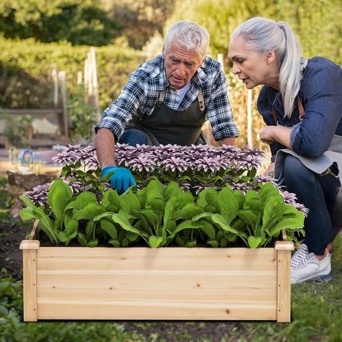 Jardinière Surélevée Carré En Bois De Sapin Base Ouverte 102 X 102 X 30 Cm, Lit De Jardin