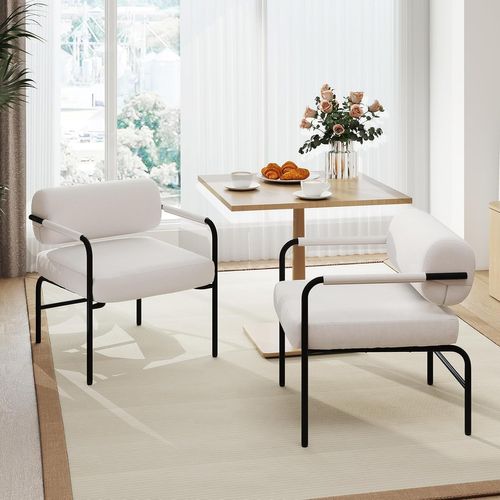 Fauteuil D'appoint Rembourré Velours Avec Dossier Cylindrique, Fauteuil De Loisirs Moderne,blanc
