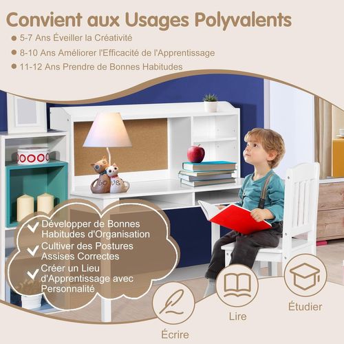 Chaise et Tableau D'affichage En Liège,en Bois Avec Étagère Réglable et 3 Tiroirs