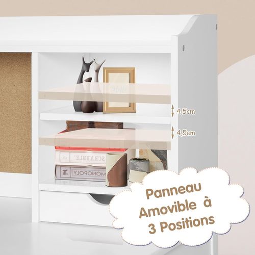 Chaise et Tableau D'affichage En Liège,en Bois Avec Étagère Réglable et 3 Tiroirs