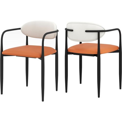 Lot De 2 Chaises De Salle à Manger Modernes, Chaises De Cuisine En Similicuir Avec Siège Rembourré