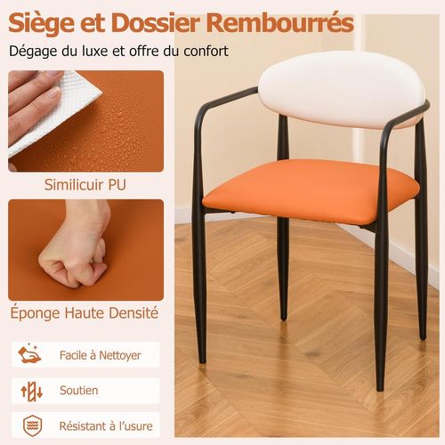 Lot De 2 Chaises De Salle à Manger Modernes, Chaises De Cuisine En Similicuir Avec Siège Rembourré