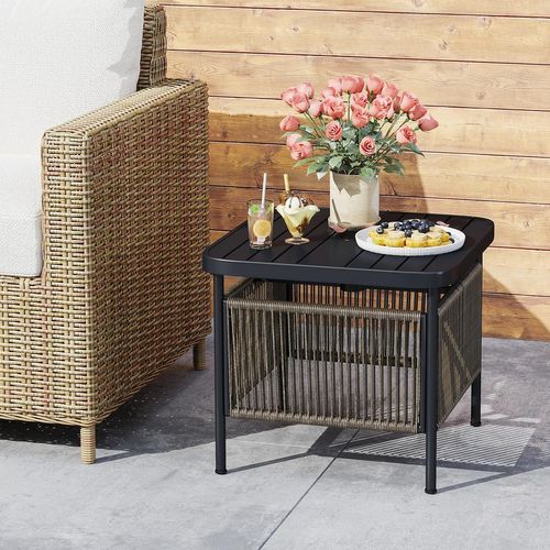 Pied De Parasol Table Base 2 En 1 Avec Trou 4 Cm, Étagère De Rangement (56 X 56 X 49 Cm)