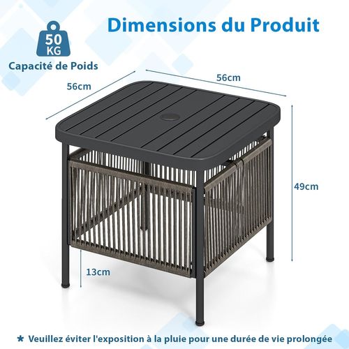 Pied De Parasol Table Base 2 En 1 Avec Trou 4 Cm, Étagère De Rangement (56 X 56 X 49 Cm)