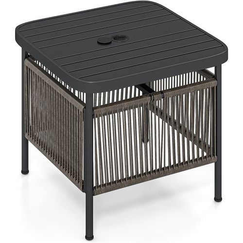 Pied De Parasol Table Base 2 En 1 Avec Trou 4 Cm, Étagère De Rangement (56 X 56 X 49 Cm)