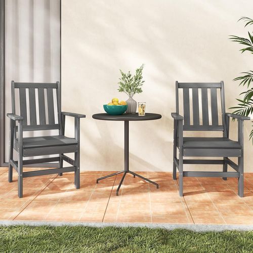 Chaide De Jardin Exterieur, Hdpe, Dossier Incurvé, Texture Boisée, 61,5 X 61 X 95 Cm (gris)