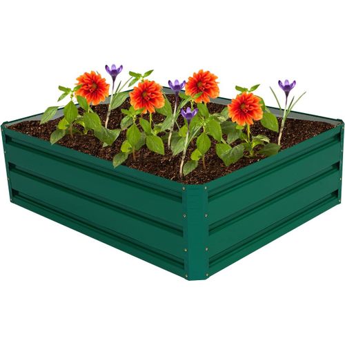 Lit De Jardin Surélevé En Acier, Jardinière Surélevée Extérieur, 100 X 80 X 30 Cm (vert Foncé)